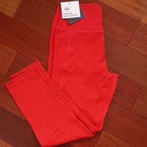 NWT L Senita Athletics Heartthrob Red Ribbed 7/8 shakti Leggings